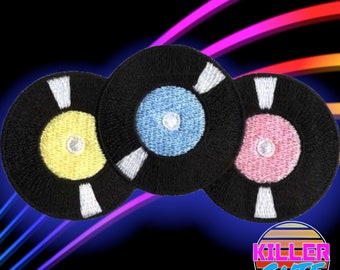 3" Retro Vinyl Records Iron On Patch 70s Disco 80s Party