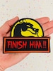 4.8' Mortal Kombat Finish Him Fatality Iron On Patch Diy Embroidered Patch Applique Retro Gaming Gifts 