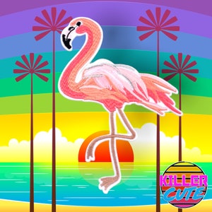 5.6&quot; Pink Flamingo Iron On Patch