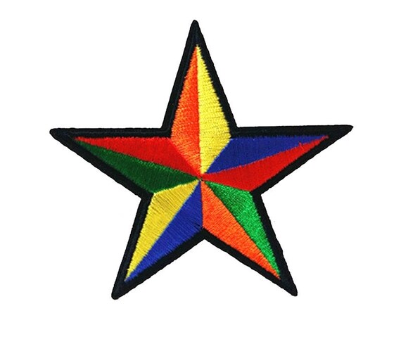 3 6 Rainbow Nautical Star Tattoo Iron On Patch Etsy