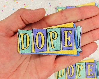 2.6"  Retro 90s Popart Dope Iron On Patch Diy Embroidered Patch Applique Nostalgic Gifts