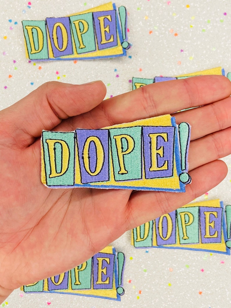 2.6quot; 90s Pop Art Dope Iron On Patch Embroidered Applique 2.6quot; 90s Pop Art Dope Iron On Patch Embroidered Applique