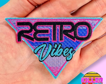 3.8" 80s Graphics Retro Vibes Iron On Patch Diy Embroidered Patch Applique Nostalgic Novelty gifts