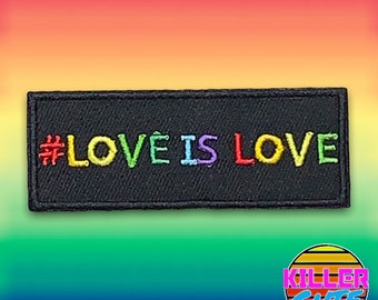 3.2" Hashtag Love Is Love Rainbow Pride Iron On Patch