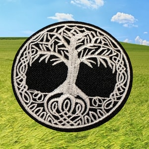 2.8" Black and White Tree Of Life Iron On Patch Diy Embroidery applique