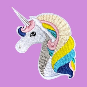 4.7" Rainbow Mane Unicorn Iron On Patch