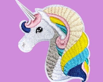 4.7" Rainbow Mane Unicorn Iron On Patch