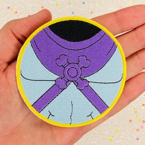 3.4" Skeleton Chest Shield 80s Cartoon Iron On Patch Nostalgia Gift