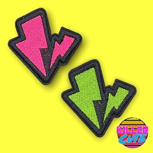 Remendo de ferro em forma de relâmpago neon retrô de 2,4"