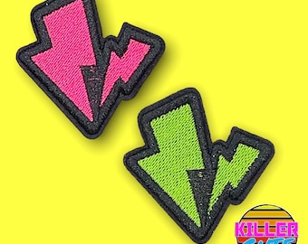 2.4" Retro neon Lightning Bolts Iron On Patch