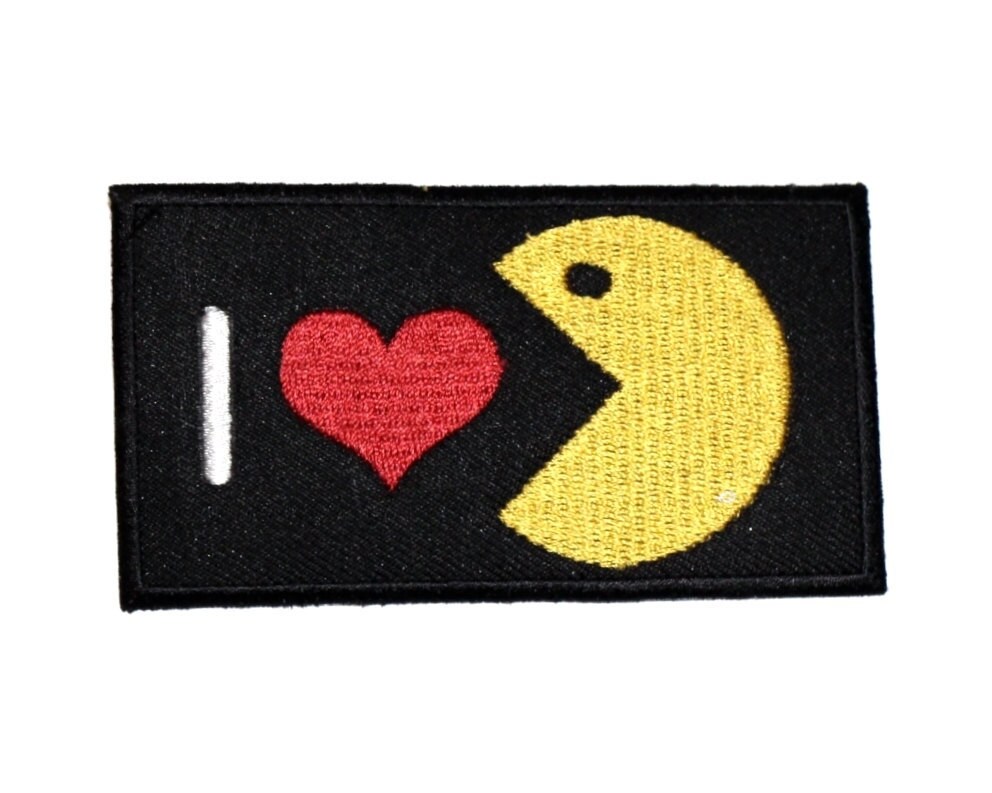 3.8 I heart Pac man Embroidered Iron on patch arcade Etsy