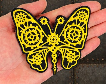 4" Golden Steampunk Butterfly DIY Sew On Iron On Patch Novelty Gift