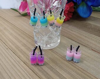 Boba Milk Tea Earrings, Cute Boba Tea Earrings, Milk Tea Earrings, Fun Jewelry, Kawaii