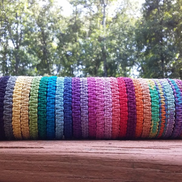 Tie on Hemp Bracelet, hemp bracelets, Eco-Friendly Jewelry, Minimalist, Woven, Hippie, Surfer, Macrame, Summer, You Choose Favorite Color