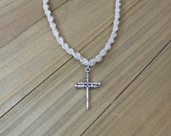 Cross Hemp Necklace, Cross Necklace, Cross Charm Hemp Jewelry, Religious Necklace, Macrame Jewelry