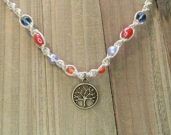Tree of Life Hemp Necklace, Tree of Life Necklace, Adjustable Tree Jewelry