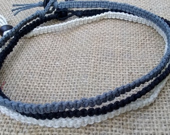 Hemp Choker, Beach Surfer Choker, Hemp necklace, Unisex Choker, Macrame Necklace, Hippie Style, Boho necklace, Summer jewelry, Non-Metal