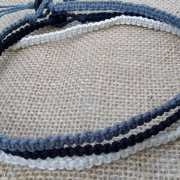 Hemp Choker, Beach Surfer Choker, Hemp necklace, Unisex Choker, Macrame Necklace, Hippie Style, Boho necklace, Summer jewelry, Non-Metal