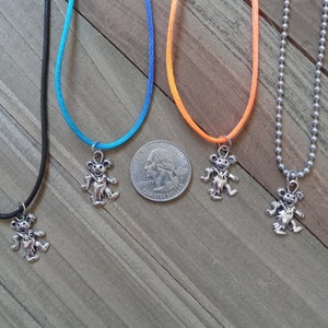 Dancing Bear Necklace, Grateful Jewelry, Bear Necklace, Rainbow Cord Necklace, Black Cord Necklace image 2