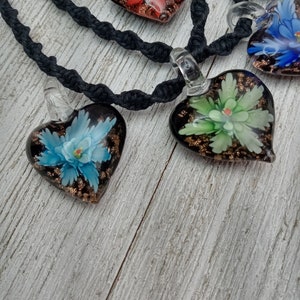 Heart Hemp Necklace, Heart Flower Necklace, Macrame Jewelry, Pendant Necklace image 4