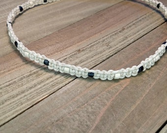 Beaded Choker, Hemp Beaded Necklace, Hemp choker necklace, Simple Beaded Choker, Hippie Style, Boho necklace, Summer Non-metal jewelry