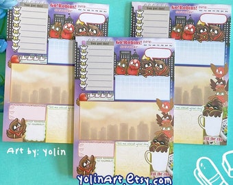 Daily Planner Notepad Go!Robins! City Birds A6 | cute superhero batfamily stationary Desk supplies for Notes To do lists Journaling Writing