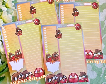 Go!Robins! Notes & Lists A6 Notepad | cute bird superhero batfamily Stationary Desk Accessories Grocery To-Do List planner