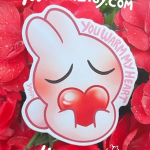 Mi scaldi il cuore, piccolo adesivo in vinile HAM HAM / Amo il simpatico marshmallow SUNNY il personaggio del coniglietto - regalo kawaii per diario, planner, laptop, decorazione