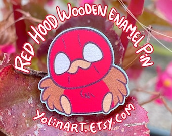 Go!Robins! Batfamily: Red Hood (Jaybird) - Cute Wooden Pin (small bird pin badges, robin collection, itabag, original accessories, fun gift)