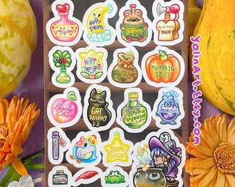 Clear Sticker Sheet Little Witches' Brew: Positive Magic Potions, Supportive messages Planner Decals (19)
