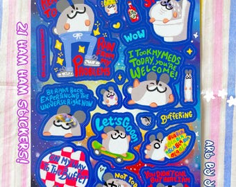 HAM HAM the Hamster Chaos Mode Sticker Sheet: Funny ADHD Neurodiversity Planner Stickers