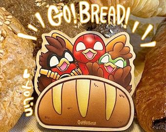 Go!Robins! Bread Multilayered Wooden Magnet ( White board/ Fridge magnet, cute superhero food robin bird, kitchen accessories, home decor)