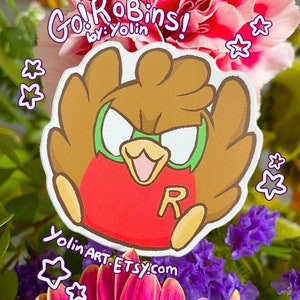 Go!Robins! Piccolo supereroe: Damian! Adesivo in vinile opaco / Supereroe Pettirosso soffice - Decorazione per diario, planner, laptop, cancelleria, regalo