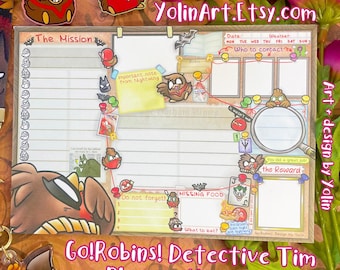 Daily Planner Notepad Go!Robins! Detective Tim | cute superhero batfamily stationary for Notes ToDo lists planning & journaling