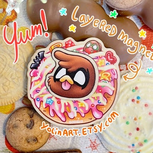 Imán de madera multicapa Go! Robins! Donut Nightwing / Imán de donut para refrigerador del simpático superhéroe Robin / Accesorios de cocina Decoración para el hogar y la oficina