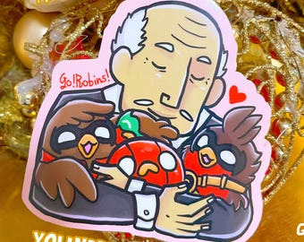 Alfred & Robins Hug Big Vinyl Sticker: Batfamily Father's Day Laptop Decal