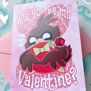 Postkarte Go!Robins! Valentinstag Karte mit rosa Umschlag Rotes Rotkehlchen: Will you be my Valentine? | süße Vogel Illustration Liebesbrief