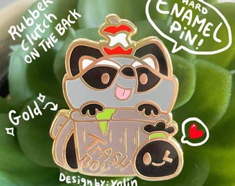 Harde emaille pin Trash Boy wasbeer | Kawaii Chubby Trash Panda itabag-accessoire