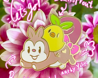 Butterscoth and Beansprout Squirrel & Chick Hard Enamel Pin | Kawaii Friends Brooch Itabag
