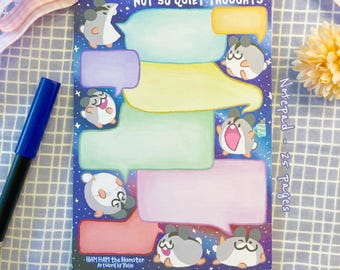 HAM HAM the Hamster Not so quiet thoughts A6 Notepad | kawaii Hamster stationary Desk accessories ToDo Writing