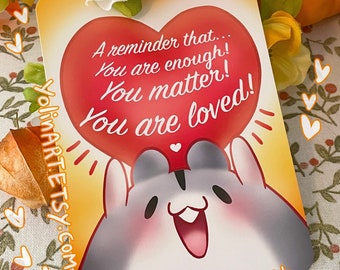 Postcard HAM HAM Big Heart: You Are Loved, Encouragement Card, Love, Family, Friendship message