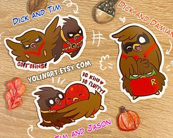 Go!Robins! Vinyl Stickers: 3 Sticker designs Batfamily Robin birds Batbrothers Art, Planner, Journaling Decoration