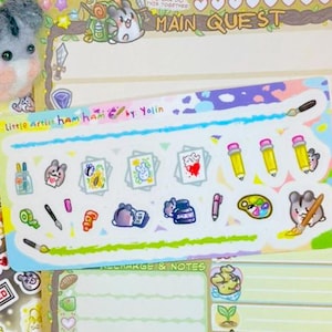 Mini feuille d'autocollants Little Artist Art Supplies JAMBON JAMBON Hamster | Stickers transparents - Papeterie Stylos de peinture crayons encre papier journal de dessin