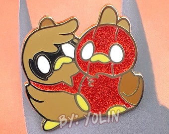Glitter Go!Robins! Robin Brothers Hard Enamel Pin: Red Hood & Nightwing, Gold Plated