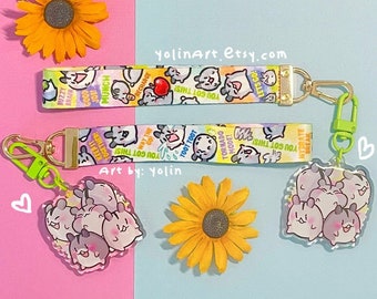 HAM HAM the Hamster Mini Lanyard with Acrylic Charm | Kawaii Keychain Wristlet bag accessory