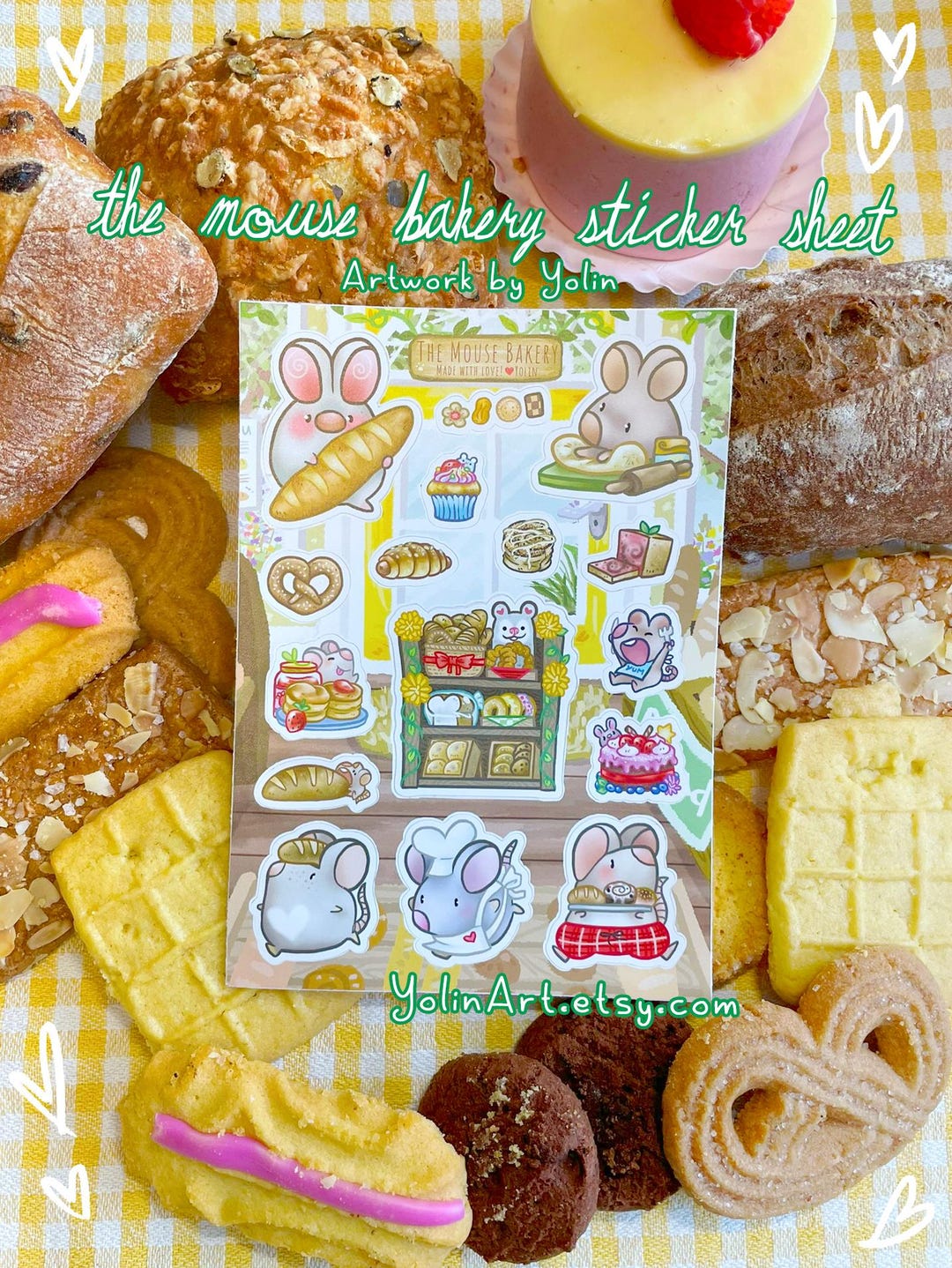 Kawaii Mouse Bakery Sticker Sheet | Bread Food Stickers for Journaling ...