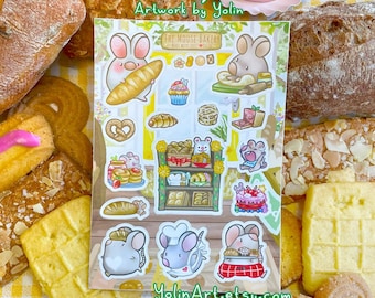 Kawaii Mouse Bakery Sticker Sheet | Bread Food Stickers for Journaling planners stationary