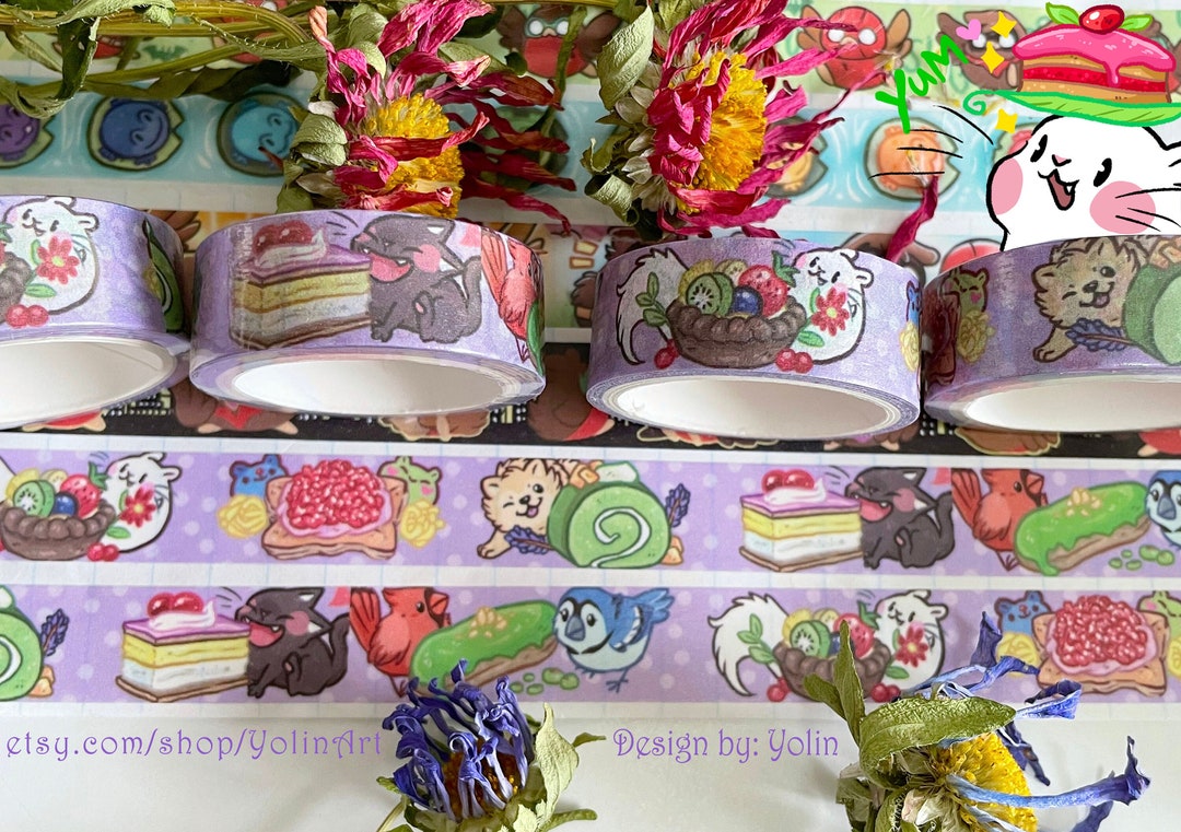 Washi Tape Cakes and Tiny Animals cute, Colorful, Original Washi Design