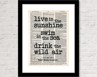 Live in the sunshine swim the sea breathe the wild air Mermaid star Sea Print
