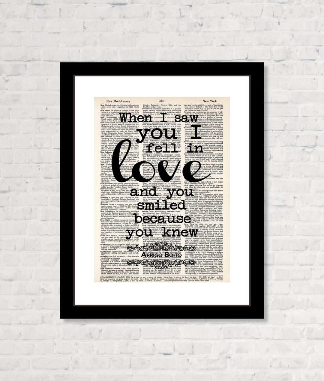 When I Saw You I Fell in Love and You Smiled Because You Knew - Etsy